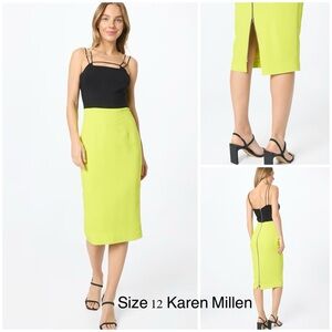 Karen Millen Black and Yellow Pencil Dress 12